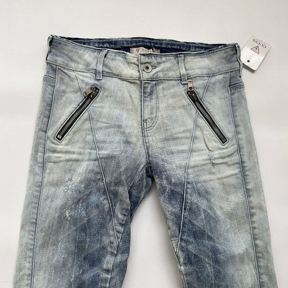 Guess Women’s Moto Zip Skinny Jeans In Light Wash Size 27 - Picture 5 of 13